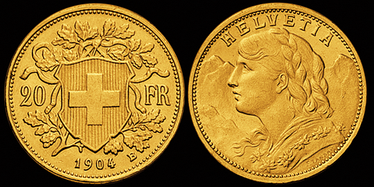 1904, 20 Fr. Gold-Vreneli