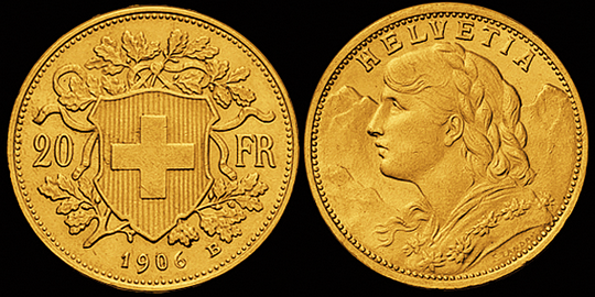1906, 20 Fr. Gold-Vreneli