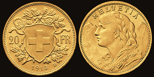 1913, 20 Fr. Gold-Vreneli