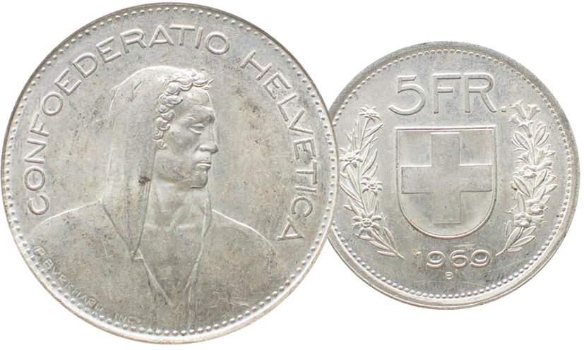 1969, 5 Fr. Silber-Kursmünze