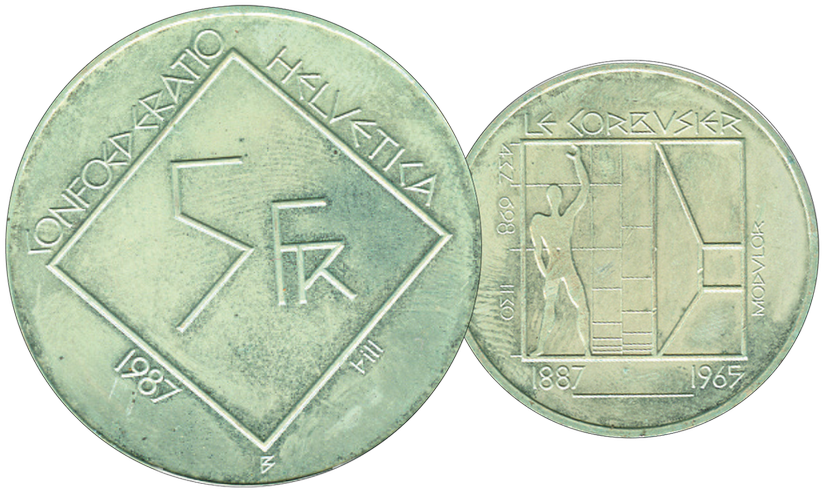 1987, 5 Fr. Gedenkmünzen "Le Corbusier"