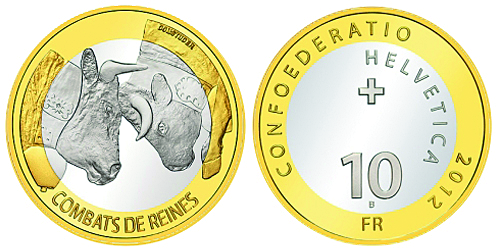 2012, 10 Fr. Gedenkmünzen "Ringkuhkämpfe"