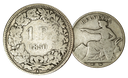 1850, 1 Fr. Silber-Kursmünze Sitzende Helvetia