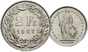 1967, 2 Fr. Silber-Kursmünzen