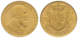 1930, 20 Franken "Fürst Franz I"