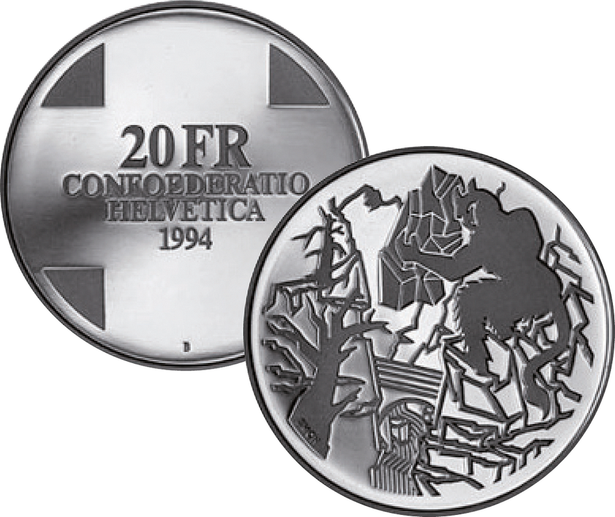 1994, 20 Fr. Gedenkmünze "Teufelsbrücke"