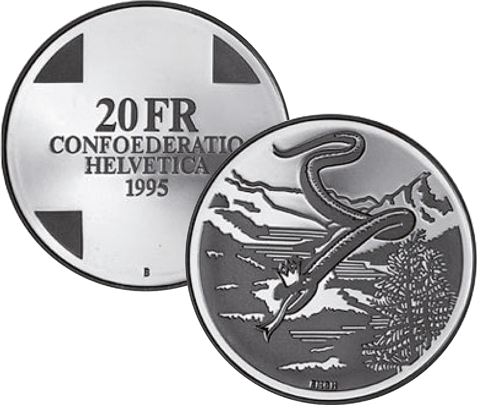 1995, 20 Fr. Gedenkmünze &quot;Schlangenkönigin&quot;
