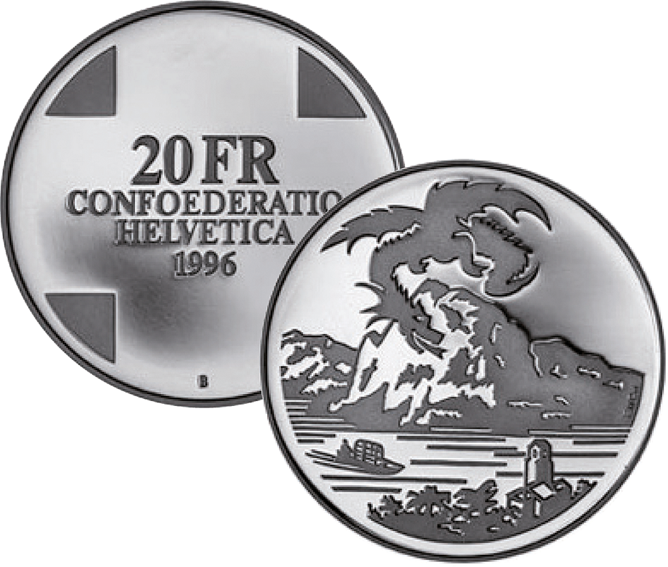 1996, 20 Fr. Gedenkmünze "Drache von Breno"