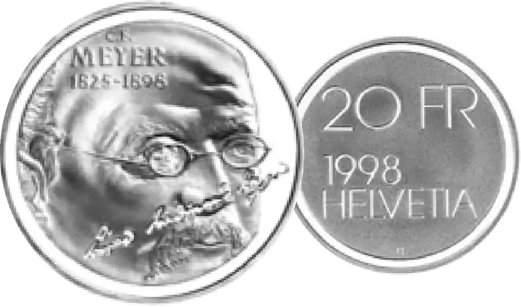1998, 20 Fr. Gedenkmünze "100. Todestag Conrad Ferdinand Meyer"