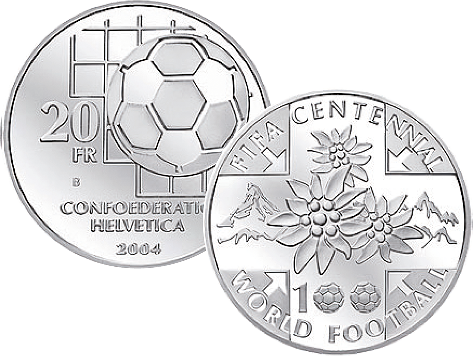 2004, 20 Fr. Gedenkmünze "100 Jahre FIFA"