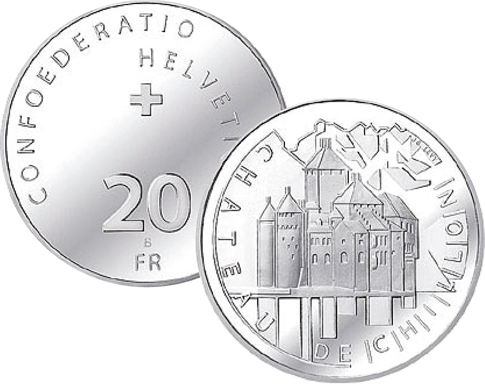 2004, 20 Fr. Gedenkmünze "Schloss Chillon"