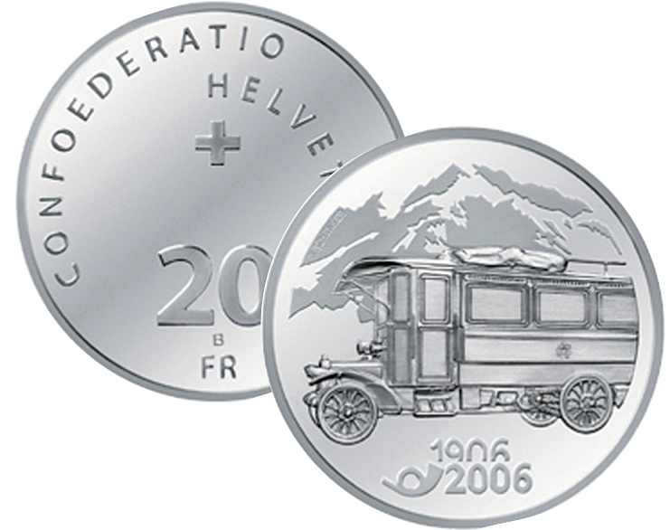 2006, 20 Fr. Gedenkmünze "100 Jahre Postauto"