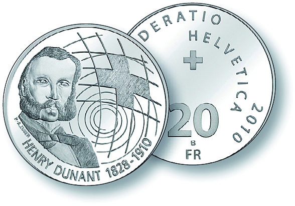 2010, 20 Fr. Gedenkmünze "100. Todestag Henry Dunant II"