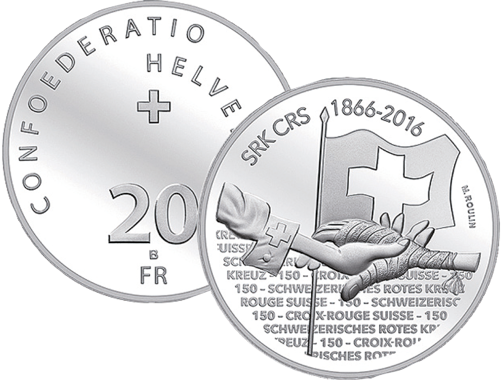 2016, 20 Fr. Gedenkmünze "150 Jahre Schweizerisches Rotes Kreuz"