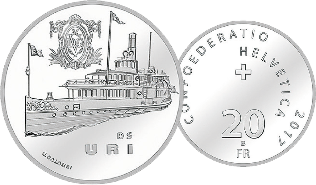 2017, 20 Fr. Gedenkmünze "Dampfschiff Uri"