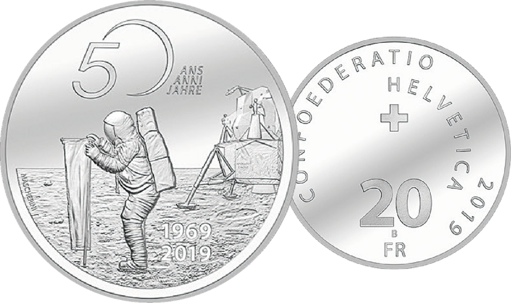 2019, 20 Fr. Gedenkmünze "50 Jahre Mondlandung Apollo 11"