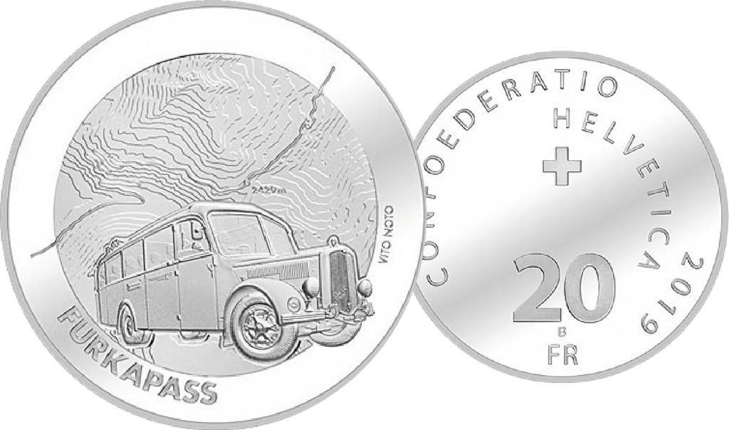 2019, 20 Fr. Gedenkmünze "Furkapass"