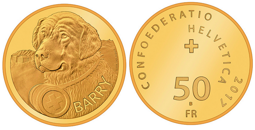 2017, 50 Fr. Gedenkmünze "Bernhardiner Barry"