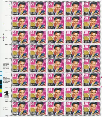1992, US-Briefmarken-Bogen "Elvis Presley"