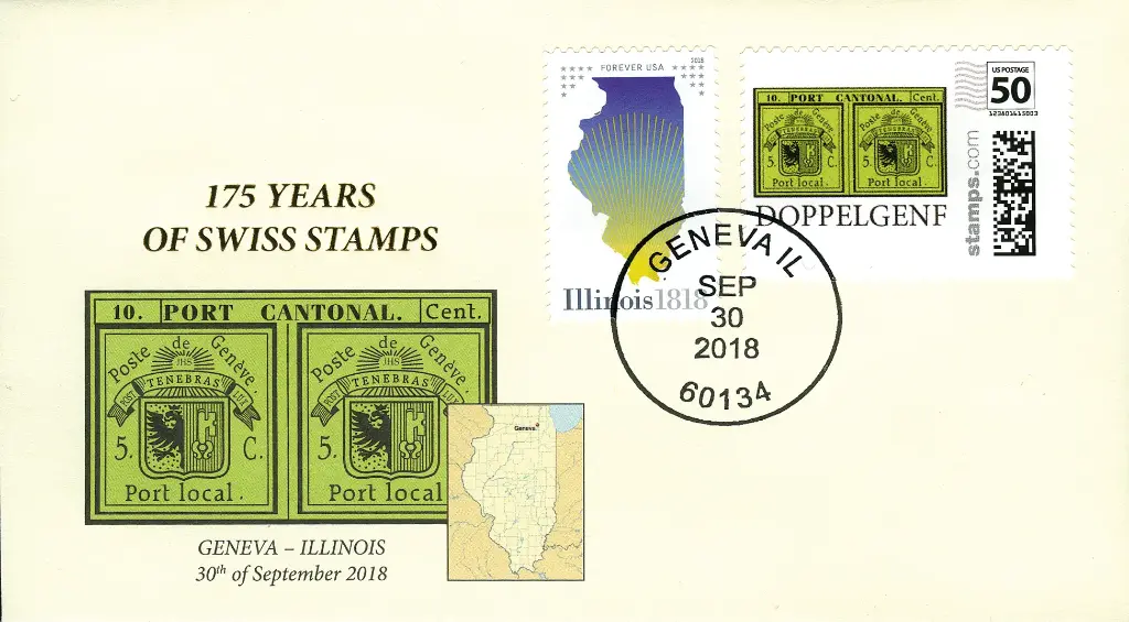 2018, US-Zazzle Briefmarke "175 Jahre Schweizer Briefmarken"