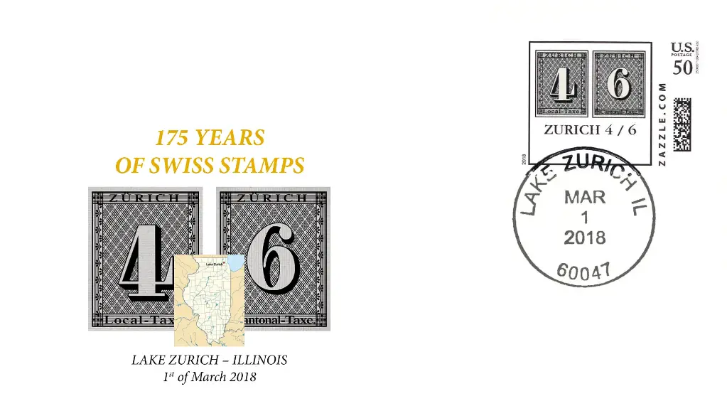 2018, US-Zazzle Briefmarke "175 Jahre Schweizer Briefmarken"