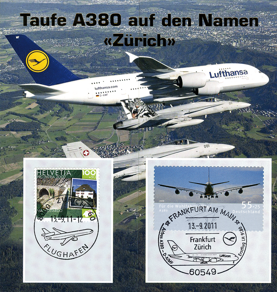 2011, Sammelfolder &quot;A380 - Taufe auf den Namen ZÜRICH&quot;