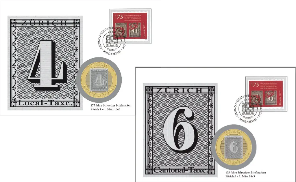 2018, 175 Jahre Schweizer Briefmarken - Zürich 4 + Zürich 6, Set