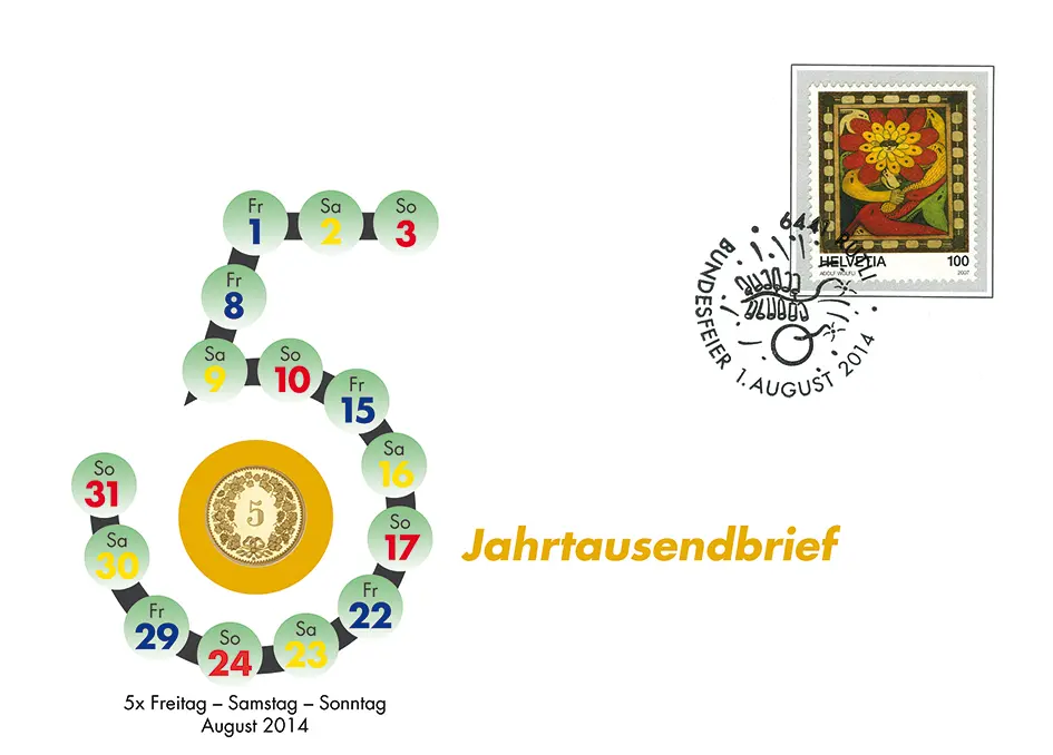 2014, Jahrtausendbrief - 5 x Freitag - Samstag - Sonntag