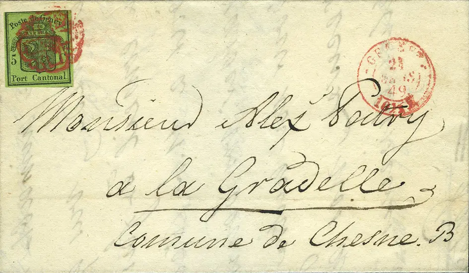 1849 Grosser Adler, sauber und farbenfrisch, auf Faltbrief