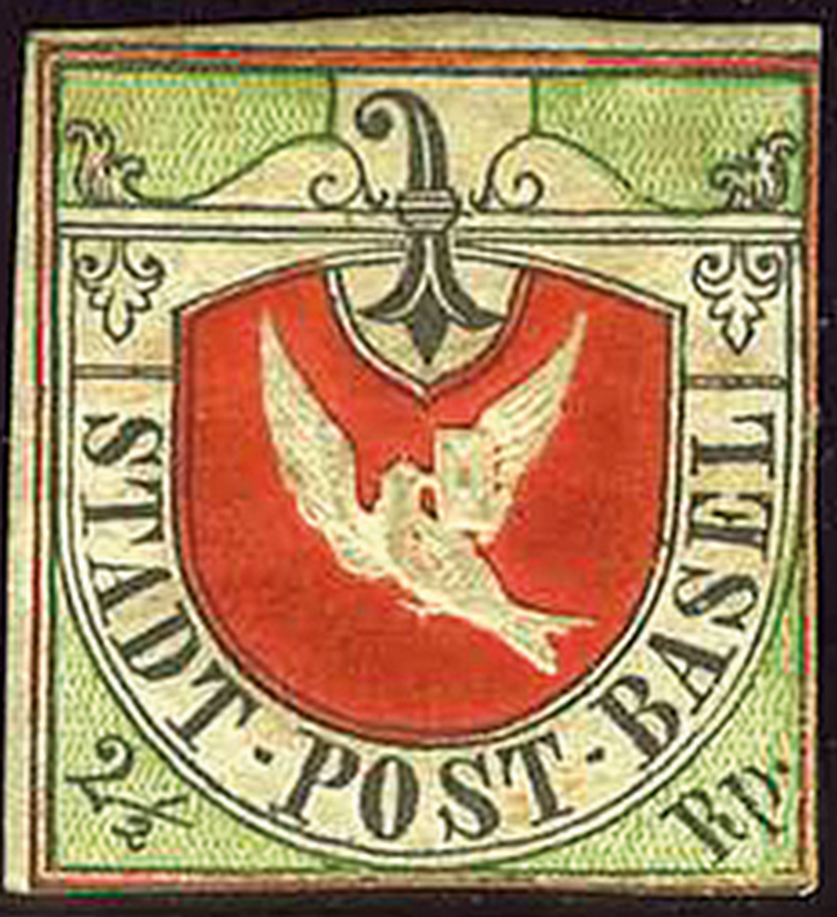 1845, Basler Taube, schwarz-grün-zinnoberrot