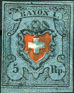 5 Rp. schwarz-rot-dunkelblau, Type 33