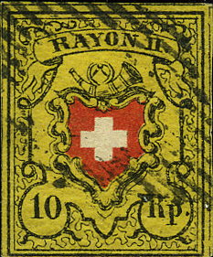 10 Rp. schwarz-rot-gelb, Type 29, Stein B1 (LU)