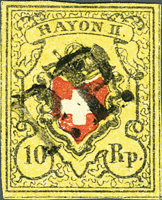 10 Rp. schwarz-rot-gelb, Type 26, Stein D