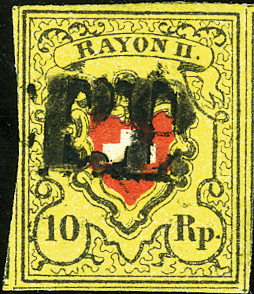 10 Rp. schwarz-rot-gelb, Type 22, Stein E (LO)
