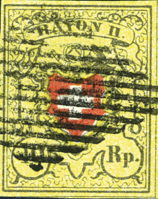 10 Rp. schwarz-rot-gelb, Type 19, Stein E (LO)