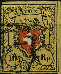 10 Rp. schwarz-rot-gelb, Type 40, Stein A2