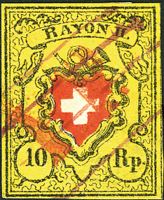 10 Rp. schwarz-rot-gelb, Type 32, Stein B (RO)