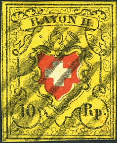 10 Rp. schwarz-rot-gelb, Type 39, Stein B (LO)