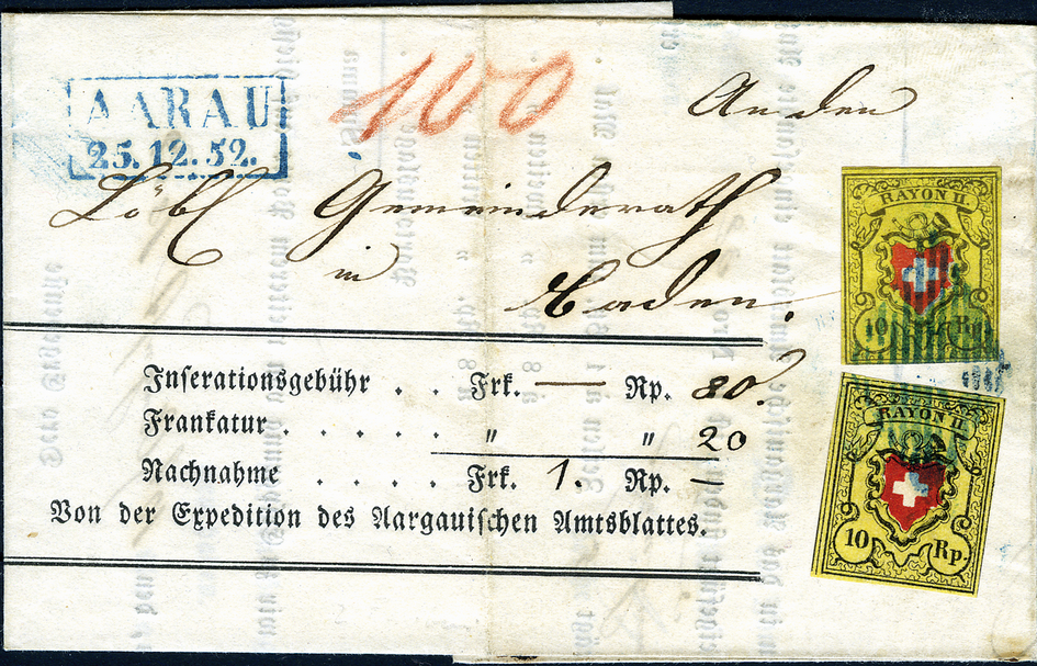 10 Rp. schwarz-rot-gelb, Typen 24 und 31, Druckstein D