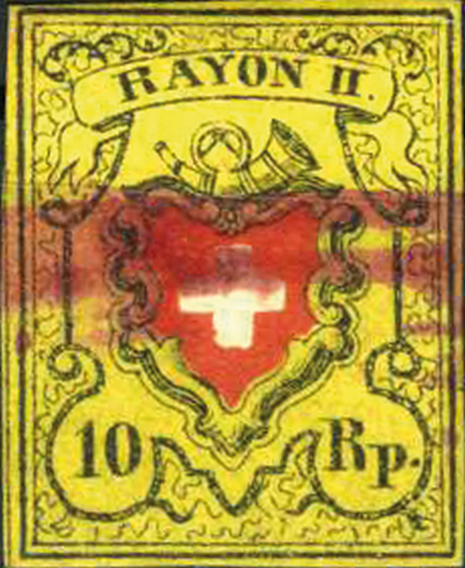 10 Rp. schwarz-rot-gelb, Type 27, Stein B (LO)