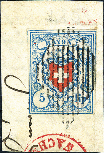 5 Rp. hellblau-rot, Type 3