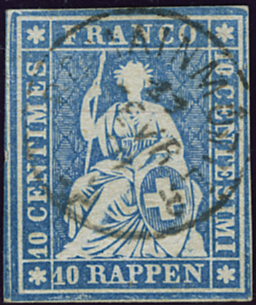 10 Rp. blau, Berner Druck, 4. Druckperiode