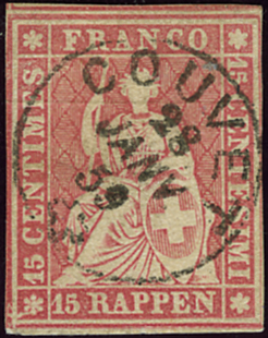 15 Rp. karminrot,Berner Druck, 4. Druckperiode