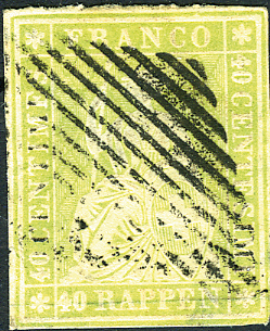 40 Rp. gelboliv, Münchner Druck, 1. Druckperiode