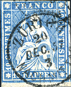 10 Rp. mattblau, Berner Druck, 3. Druckperiode, "Doppelprägung"