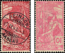 10 Rp. anilinrosa, &quot;Durchscheinender Druck&quot;