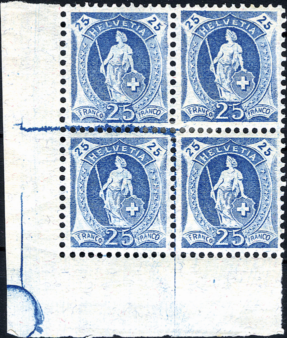 25 Rp. blau, Type 2, "Stark verschmierter Druck"