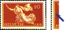 10 Rp. rot-gelb, &quot;Stark verschobener Gelbdruck&quot;