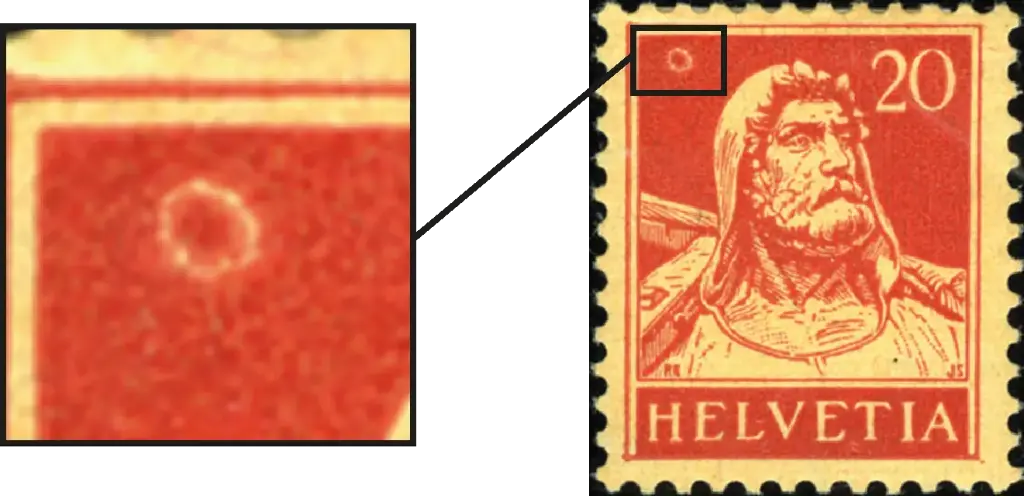 20 Rp. karminrot, "Markanter Putzer im roten Hintergrund"