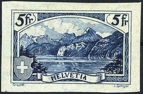 5 Fr. Rütli, blau, &quot;Ungezähnt&quot;